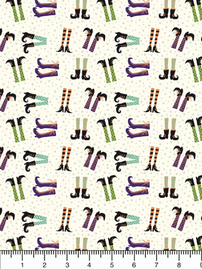 Riley Blake "Hocus Pocus" # C9492-Cream - Witch Legs on Cream MAIN