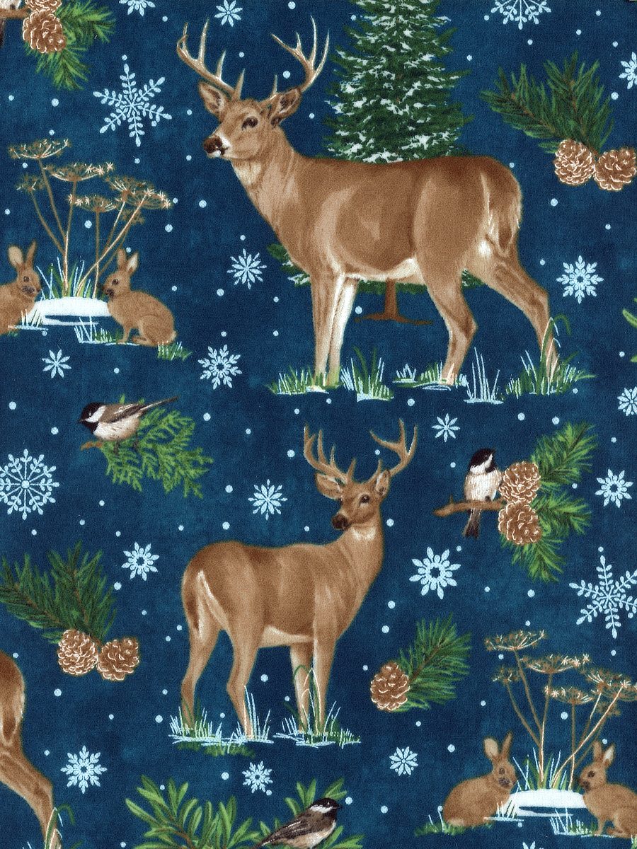 Northcott – Woodland Woolies Flannel – Deer 1 F27260-49 Navy Multi THUMBNAIL