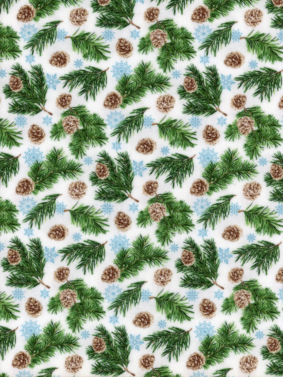 Northcott – Woodland Woolies Flannel – Pinecones F27264-10 White Multi THUMBNAIL