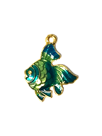 Tropical Fish Enamel Charm - Teal Blue & Green THUMBNAIL