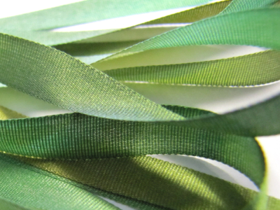 Gibb & Hiney Hand-dyed Silk Ribbon, 7mm — Evergreen MAIN