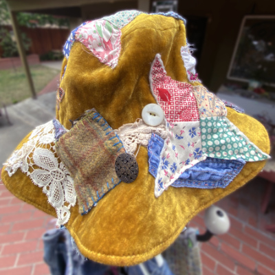 Velvet & Vintage Patchwork Hat - Gold MAIN