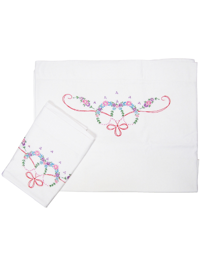 Vintage King Size Pillowcases with Multicolored Embroidery—Set of Two MAIN