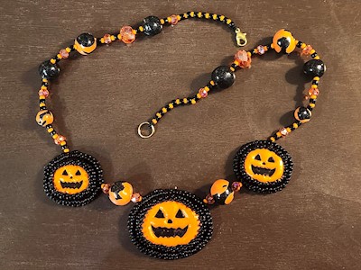 Jack 'O Lantern Polymer Clay Necklace LARGE