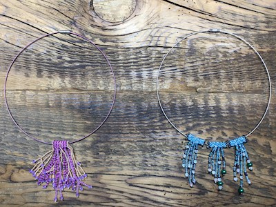 Beaded Peyote Fringed Necklace LARGE