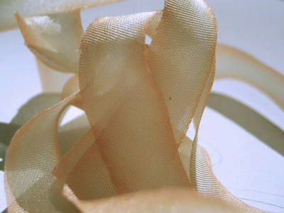 Hanah Hand-dyed Silk Ribbon, 7/16" — Peaches and Cream MAIN