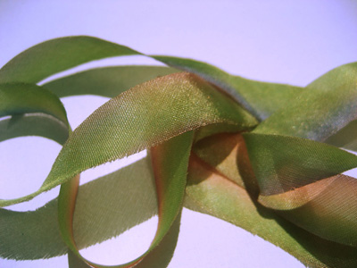 Hanah Hand-dyed Silk Ribbon, 7/16" — Terra Rosa Moss MAIN
