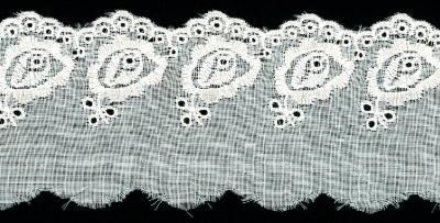 2 1/4" Wide Embroidered Roses Eyelet Trim – Cream MAIN