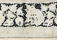8" Wide Linen Floral and Leaf Pattern Trim - Khaki THUMBNAIL