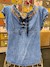 Lace-up Ribbon Embroidered Denim Top SWATCH