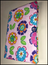 Needlebook with Button Closure – Bright Flowers on Pink with Red, White and Blue Button SWATCH