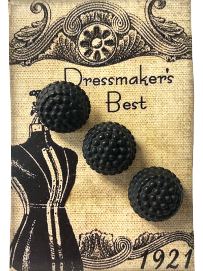 VINTAGE Black Round Buttons on Card with Dress Form MAIN