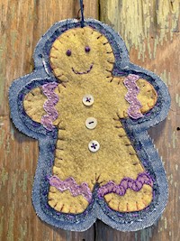 Ornaments - Denim & Felt Gingerbread Man THUMBNAIL