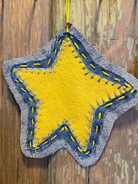 Ornaments - Denim & Felt Gold Star THUMBNAIL
