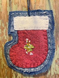 Ornaments - Denim & Felt Christmas Stocking THUMBNAIL