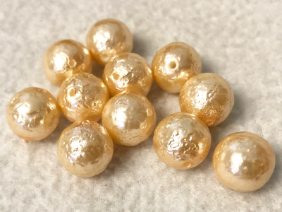 Light Gold Colored Vintage Textured Faux Pearl Beads MAIN