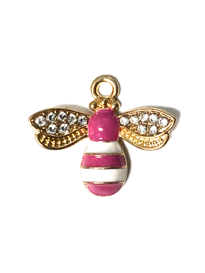 Bumblebee Enamel Charm - Pink & White MAIN