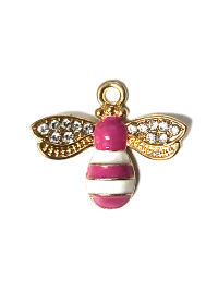 Bumblebee Enamel Charm - Pink & White THUMBNAIL