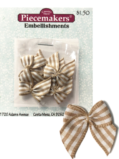 Bows – Tan & White Striped MAIN