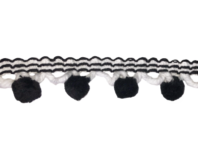 Vintage Pom Pom Trim – Black and White MAIN