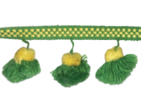 Vintage Pom Pom Trim – Green and Yellow THUMBNAIL