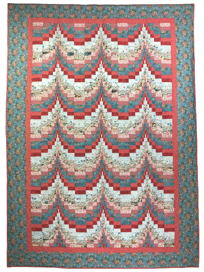 Double Bargello Quilt – Blue & Coral MAIN