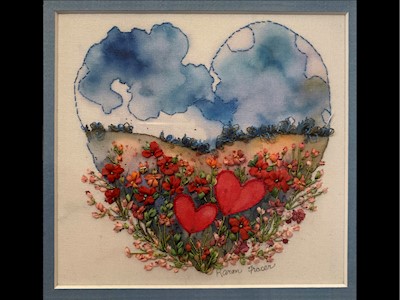 Ribbon Embroidered Two Loves LARGE