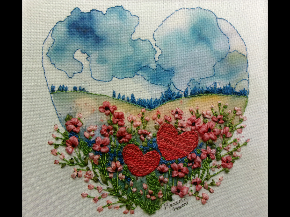 Ribbon Embroidered Two Loves THUMBNAIL