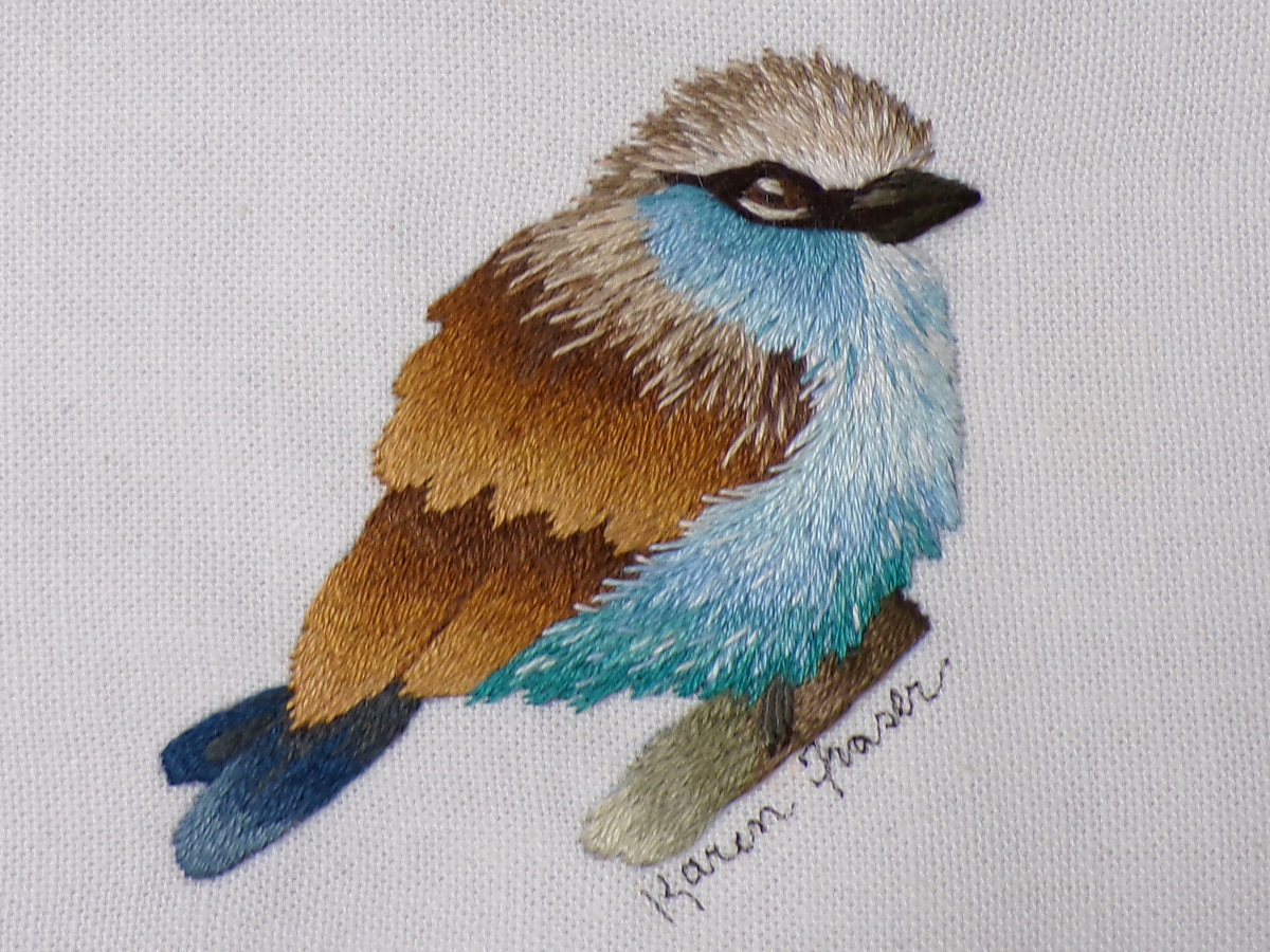 Racquet-tailed Roller – Beginning Thread Painting THUMBNAIL