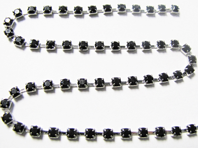 3mm Rhinestone Chain – Black Set In Silver MAIN