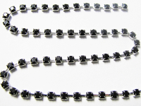 3mm Rhinestone Chain – Black Set In Silver THUMBNAIL