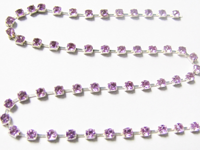 2mm Rhinestone Chain – Lavender Set In Silver MAIN