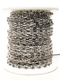 Spool of 2mm Rhinestone Cup Chain – Smoky Rhinestones Set In Silver – 7 Yards  *SALE! THUMBNAIL