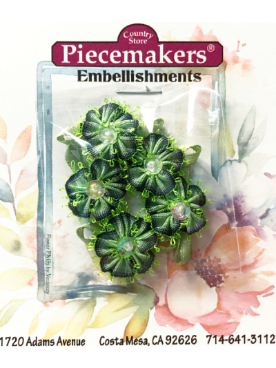 Gathered Ribbon Flowers – Dark Green MAIN