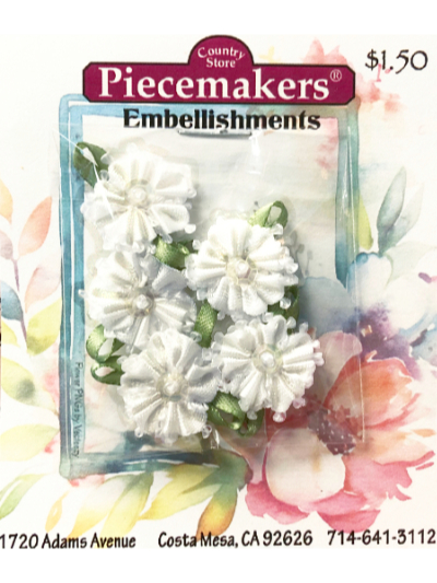 Gathered Ribbon Flowers – White MAIN