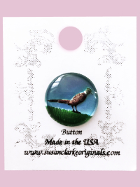 Susan Clarke - Bird on Grass Domed Button THUMBNAIL