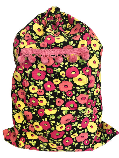 Schlepper Backpack – Pink and Yellow Flowers on Black MAIN