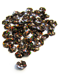 8mm Flower Sequins - Laser Black & Tan Check Base with Burnt Orange Lights THUMBNAIL