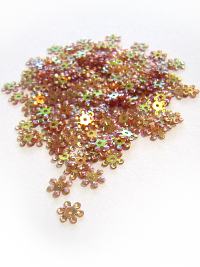 8mm Snowflake Sequins - Copper Base with Purple/Green Lights THUMBNAIL