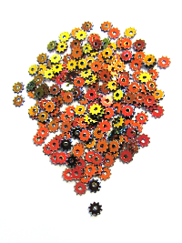 5mm Cog Sequins - Copper with Green/Blue Lights THUMBNAIL