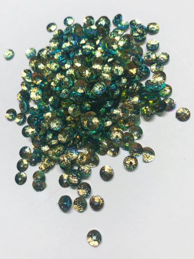 Colour Streams Sequins - Cup - Circle - 6mm - Textured Pale Green with Gold S113 MAIN