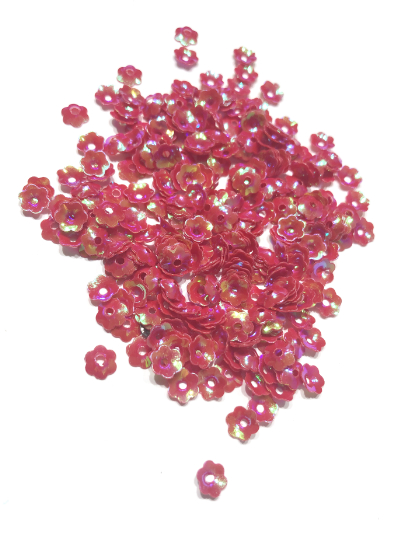 Colour Streams Sequins - Flower - 7mm - Pale Red/ Gold Lights S142 MAIN