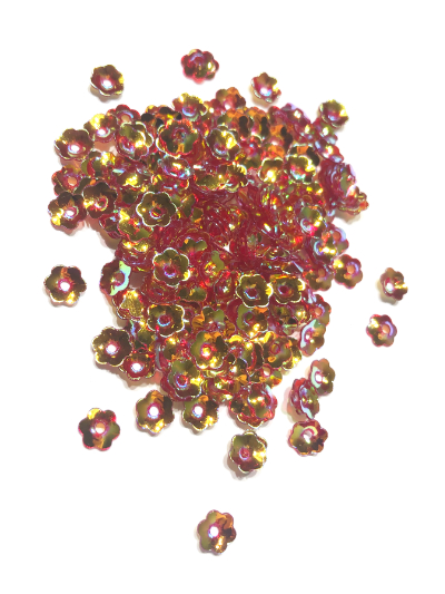 Colour Streams Sequins - Flower - 6mm - Red with Gold Lights S152 MAIN