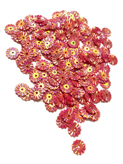 Colour Streams Sequins - Roundwheel - 8mm - Red with Copper and Gold Lights S238 MAIN
