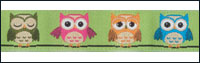 Multi Colored Owls on Green Woven Trim - # 4657 col. 016 THUMBNAIL