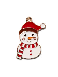 Snowman Enamel Charm - White & Red THUMBNAIL