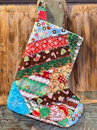 Christmas Stocking - Crazy Patch Gingerbread THUMBNAIL