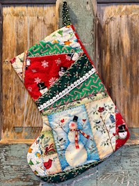 Christmas Stocking - Crazy Patch Snowman THUMBNAIL