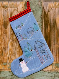 Christmas Stocking - Snowman Village small THUMBNAIL