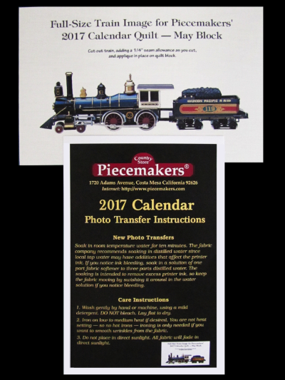 Piecemakers 2017 Calendar Photo Transfer on Fabric MAIN